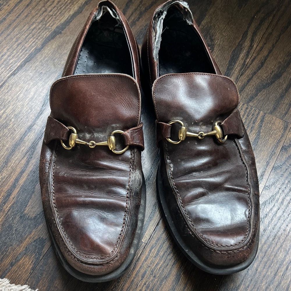 Gucci Men's Dark Brown Leather Horsebit Loafers